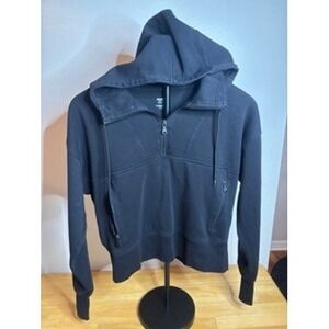 Old Navy Active Dynamic Fleece Black Cropped Half Zip Hoodie Women's Small